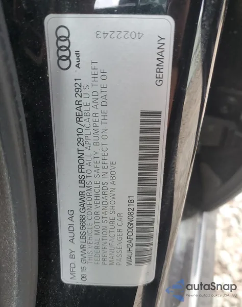 2016 Audi S6 Prestige from USA, damaged, VIN WAUH2AFC0GN082181